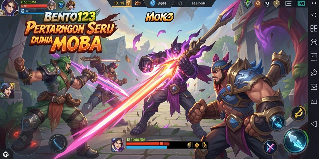Screenshot BENTO123 menunjukkan aksi pertarungan tim yang mendebarkan.