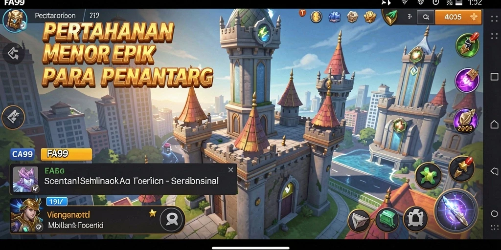 Gameplay menara pertahanan epik dalam FA99 yang penuh tantangan.