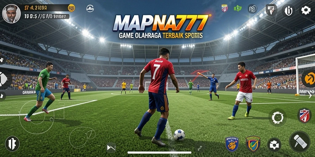 Screenshot MAPNA777 menampilkan gameplay intens dalam pertandingan olahraga.