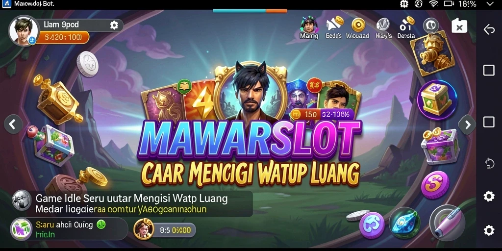 Screenshot gameplay MAWARSLOT menampilkan suasana permainan Idle yang menggembirakan.