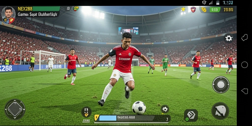 Tampilan gameplay NEX288 yang menegangkan dalam pertandingan sepak bola.