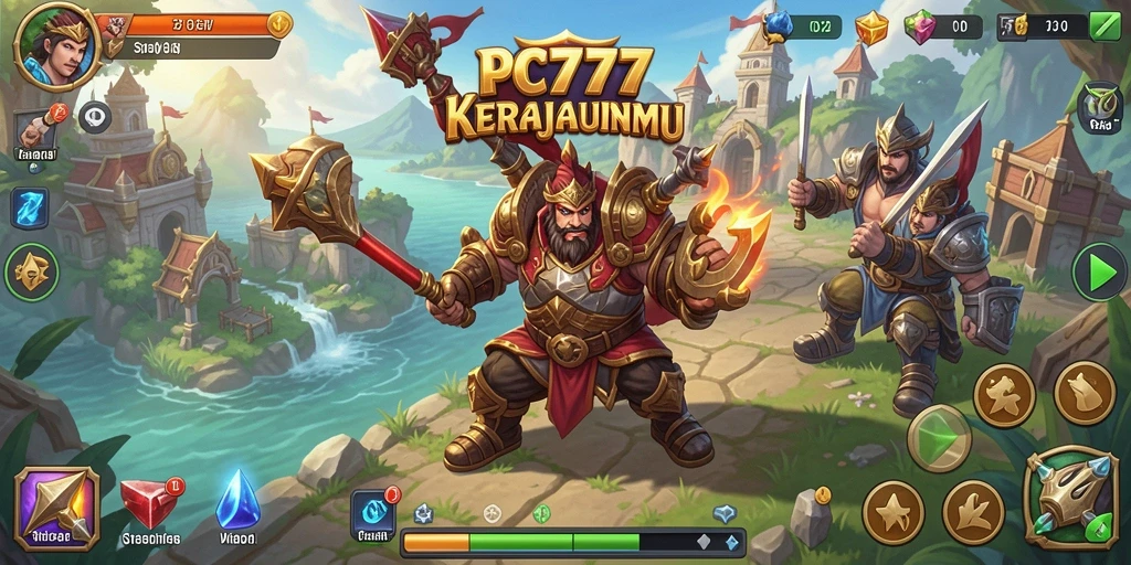 Screenshot gameplay PC777 menampilkan pertempuran Tower Defense yang mendebarkan.