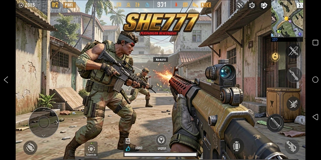 Tampilan seru dari pertempuran epik dalam game SHE777.
