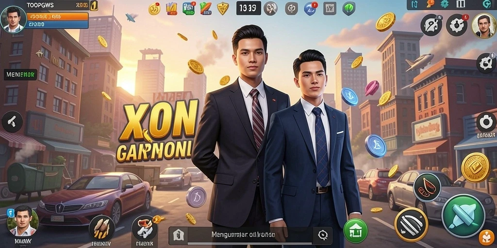 Tampilan gameplay TOOPGWS yang menarik dengan elemen Tycoon.